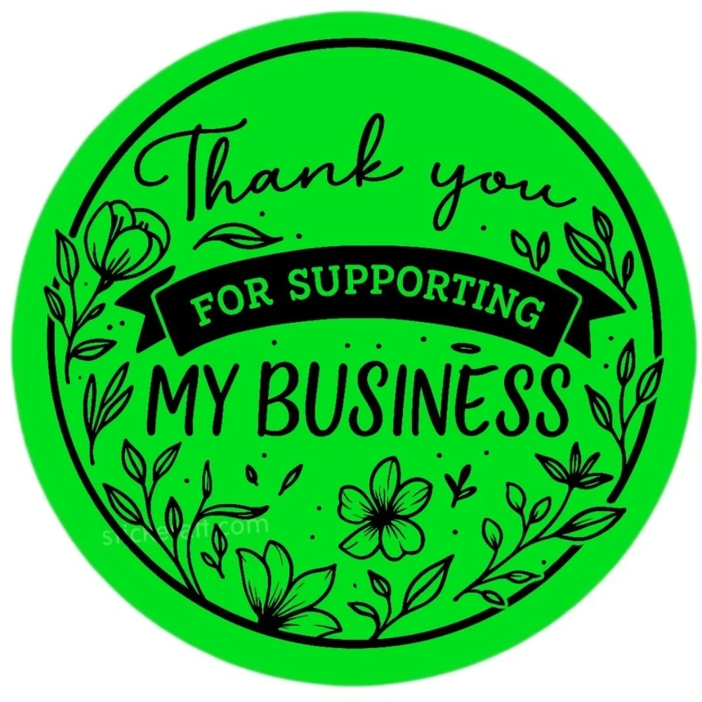 Thank You for Supporting My Business Sticker 2” | Floral Label for Packaging